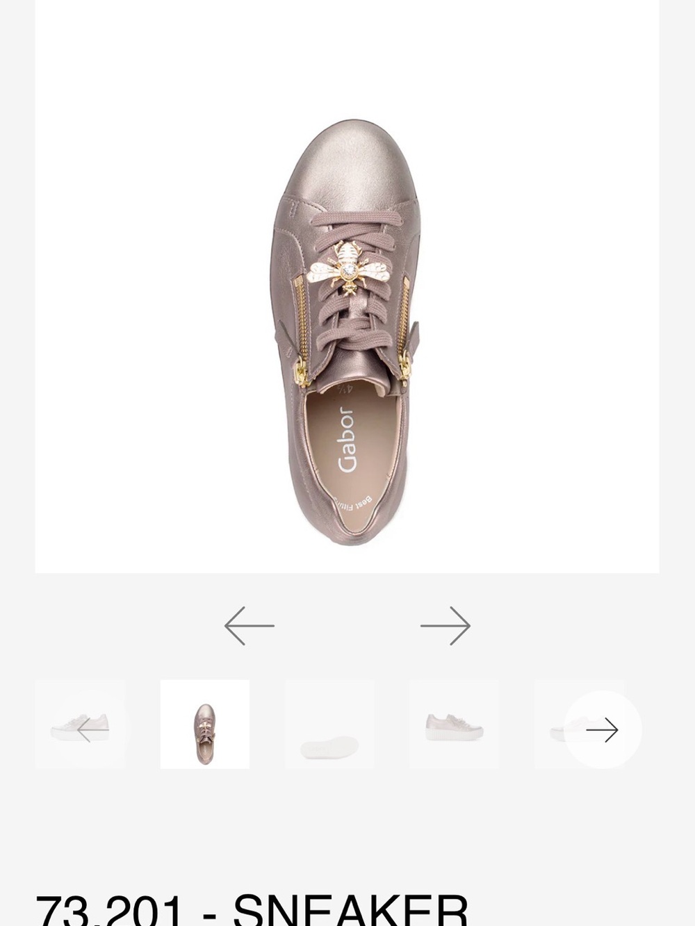 Gabor Beige Patent Leather Platform Sneakers with Gold Zippers - Picture 11 of 11